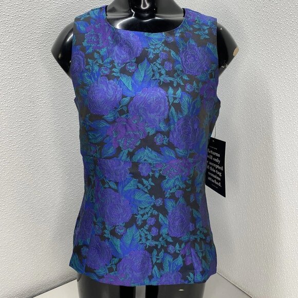 Hyacinth House Women’s Jacquard Floral Sleeveless Blouse - Picture 1 of 11